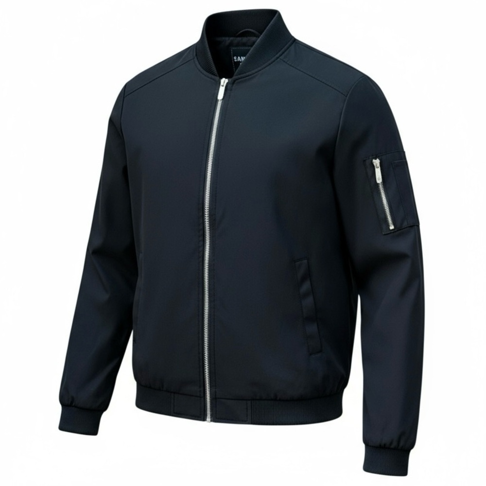 Sandbank Shopmore Black Lightweight Bomber Jacket Coat Pockets Full Zip Size S